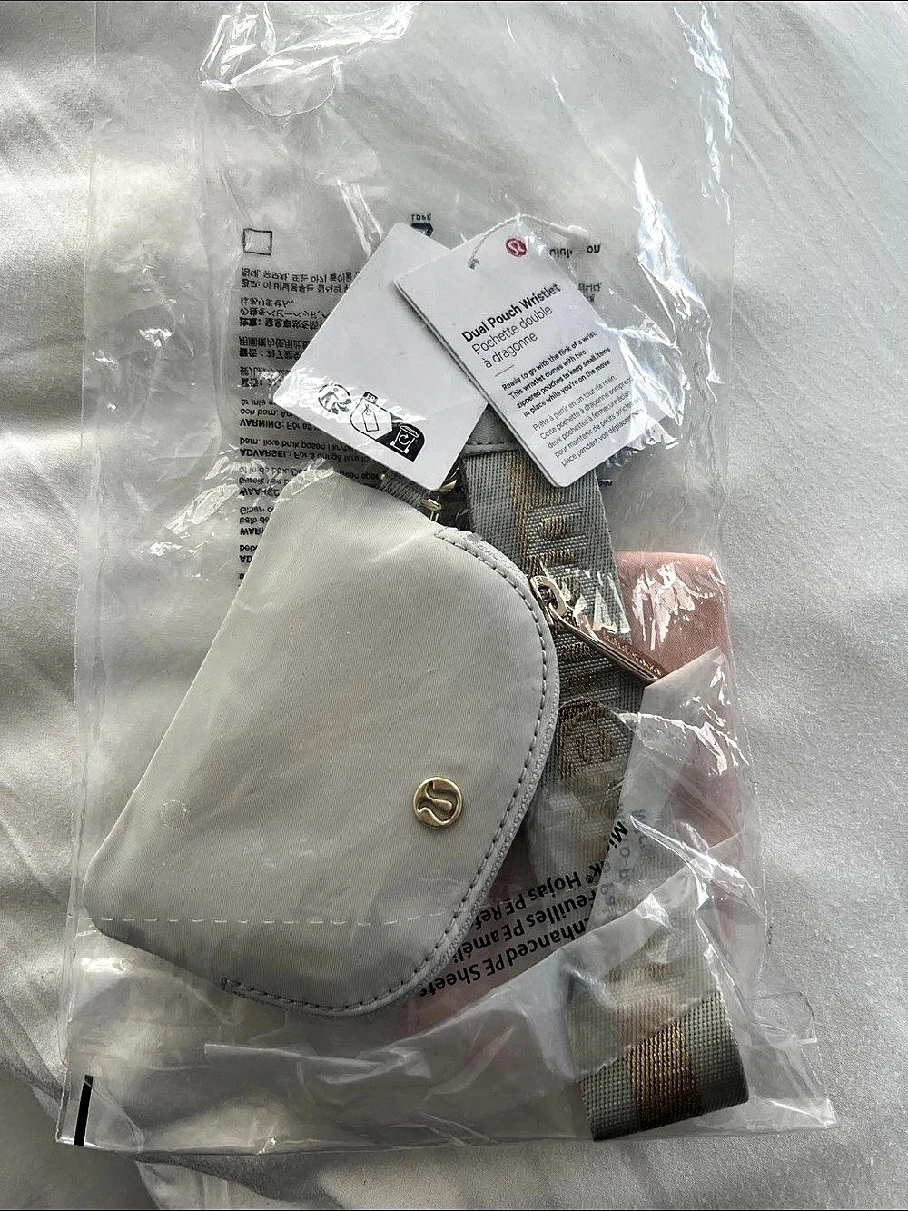 Lululemon Dual Pouch Wristlet Gray & Pink